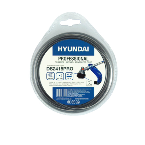Леска для триммера HYUNDAI DS-2415 PRO 2,4мм*15м,двухсл.квадрат (отгружается кратно 10 шт)