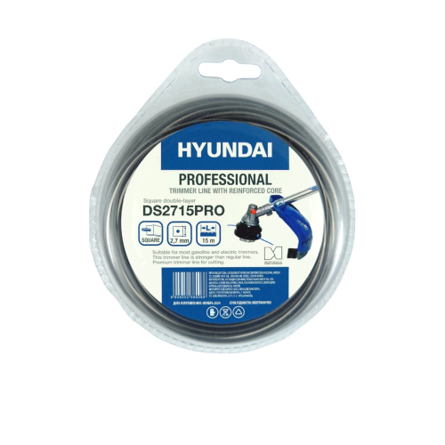 Леска для триммера HYUNDAI DS-2715 PRO 2,7мм*15м,двухсл.квадрат (отгружается кратно 10 шт)