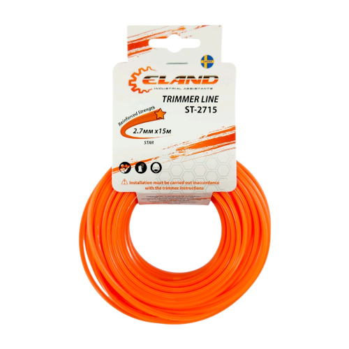 Леска для триммера ELAND ST-2715 2,7мм*15м,звезда (отгружается кратно 12 шт)