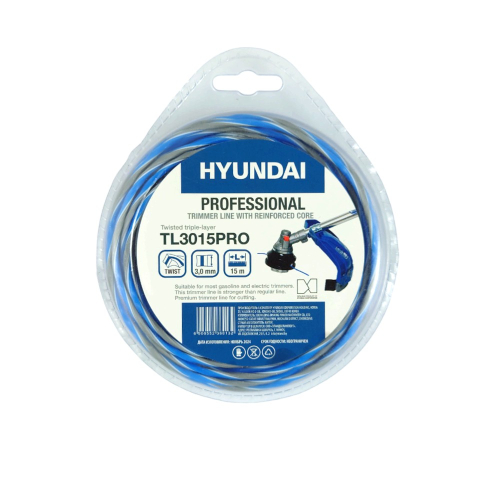 Леска для триммера HYUNDAI TL-3015 PRO 3,0мм*15м,трехсл.витая (отгружается кратно 10 шт)