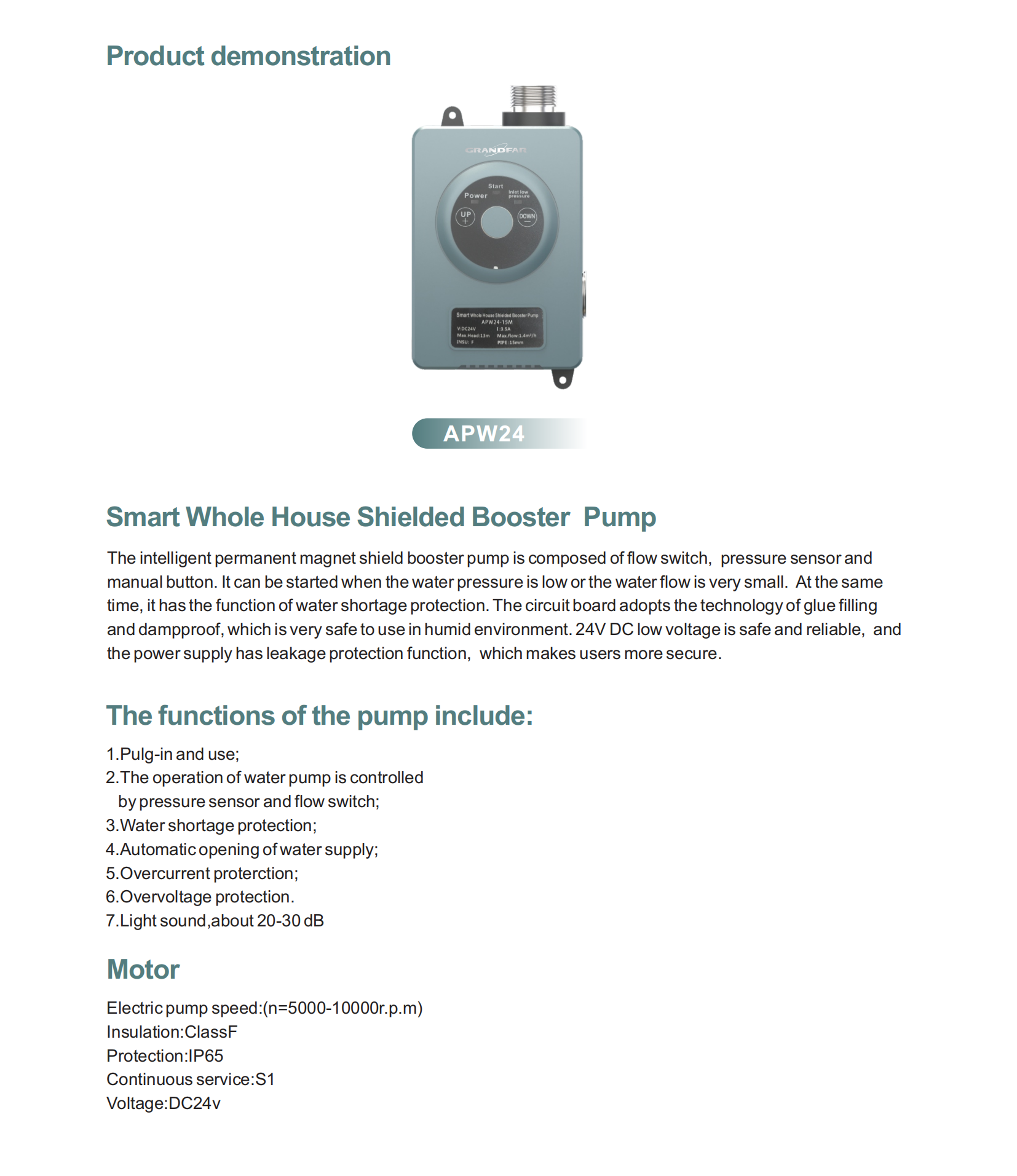 Насос повышения давления APW24-18M GRANDFAR