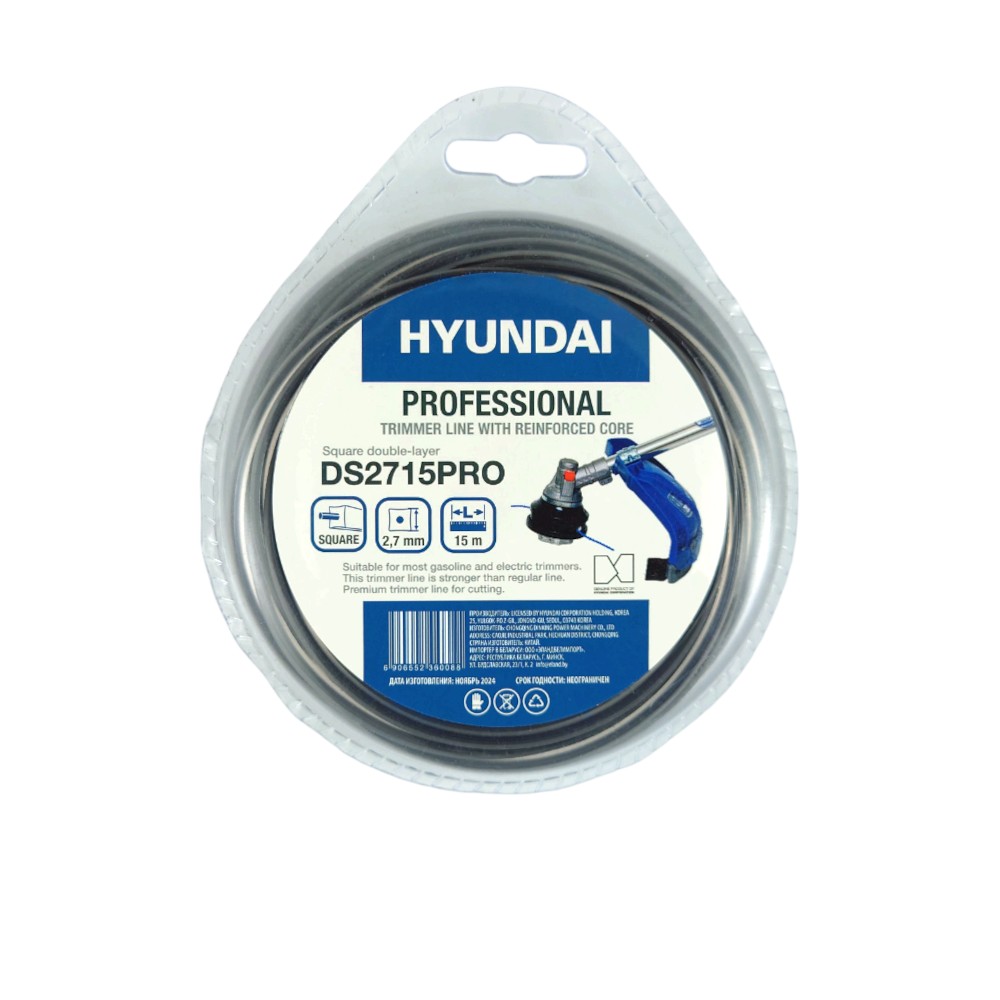 Леска для триммера HYUNDAI DS-2715 PRO 2,7мм*15м,двухсл.квадрат (отгружается кратно 10 шт)