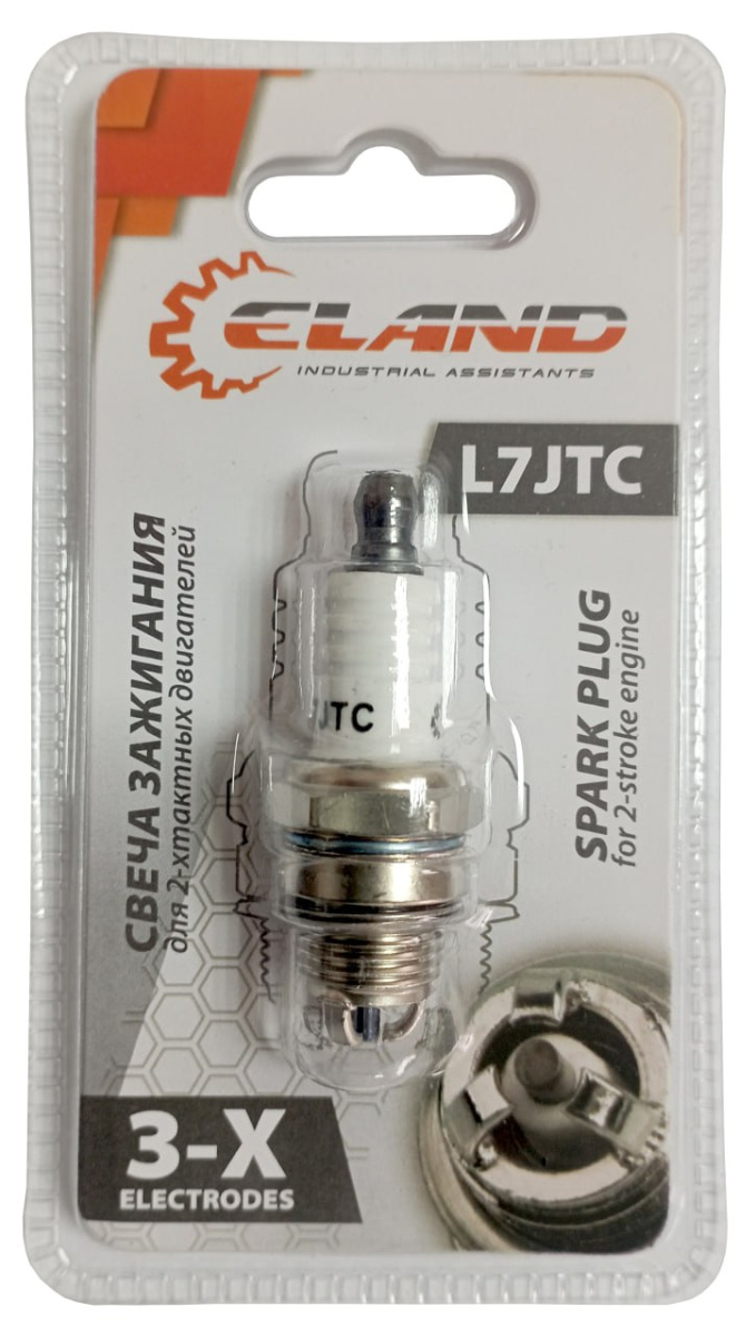 Свеча для бензотриммера/бензопилы ELAND SPARK-05 (L7JTC, 3 ELECTRODES, BLISTER, ТАЙВАНЬ)