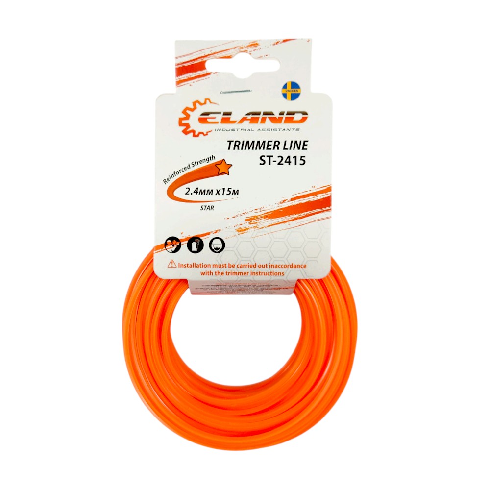 Леска для триммера ELAND ST-2415 2,4мм*15м,звезда (отгружается кратно 12 шт)