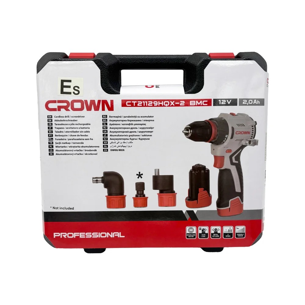 Дрель-шуруповерт аккумуляторная со сменными патронами CROWN CT21129HQX-2 BMC
